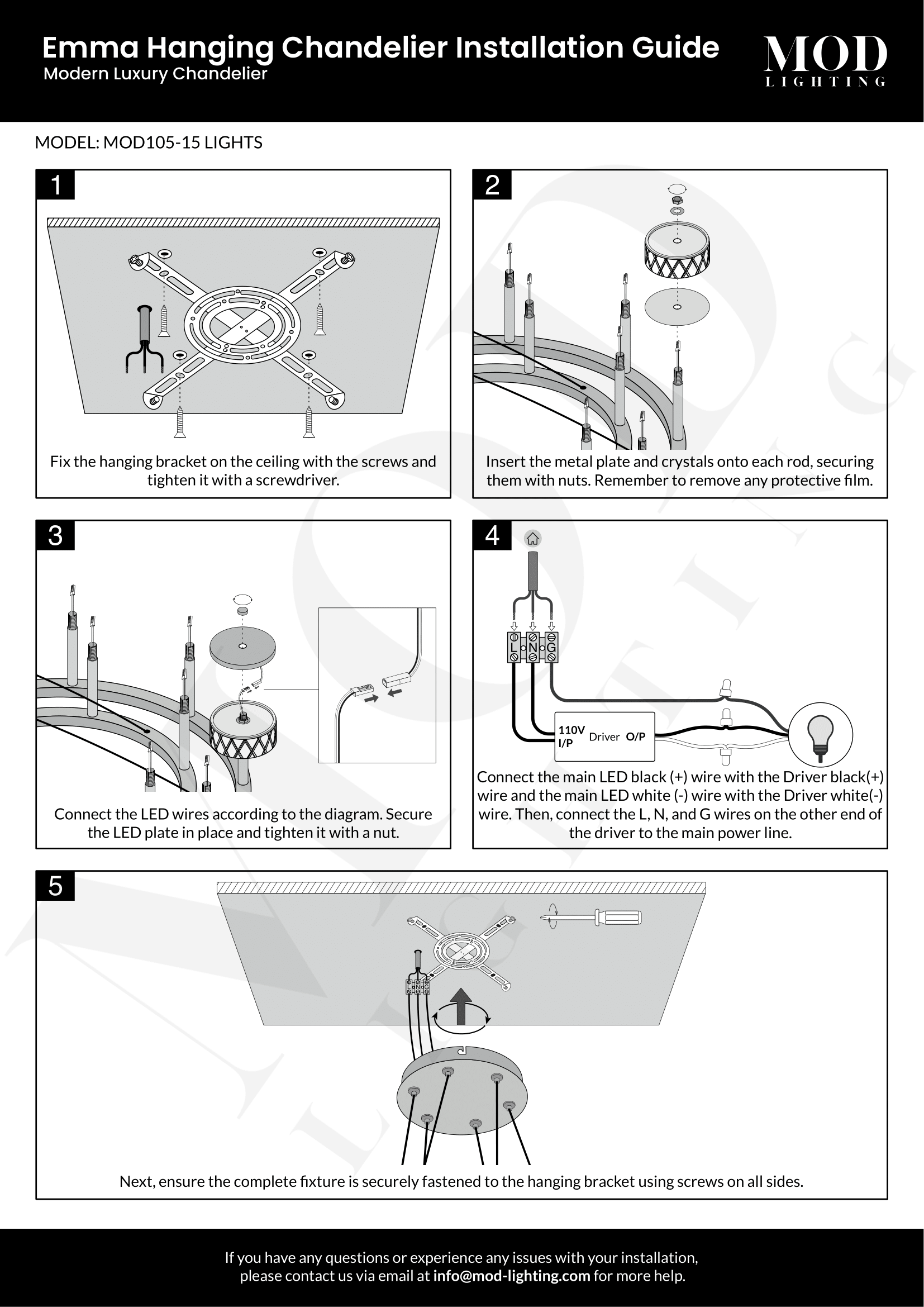 Emma Hanging Chandelier Installation Guide